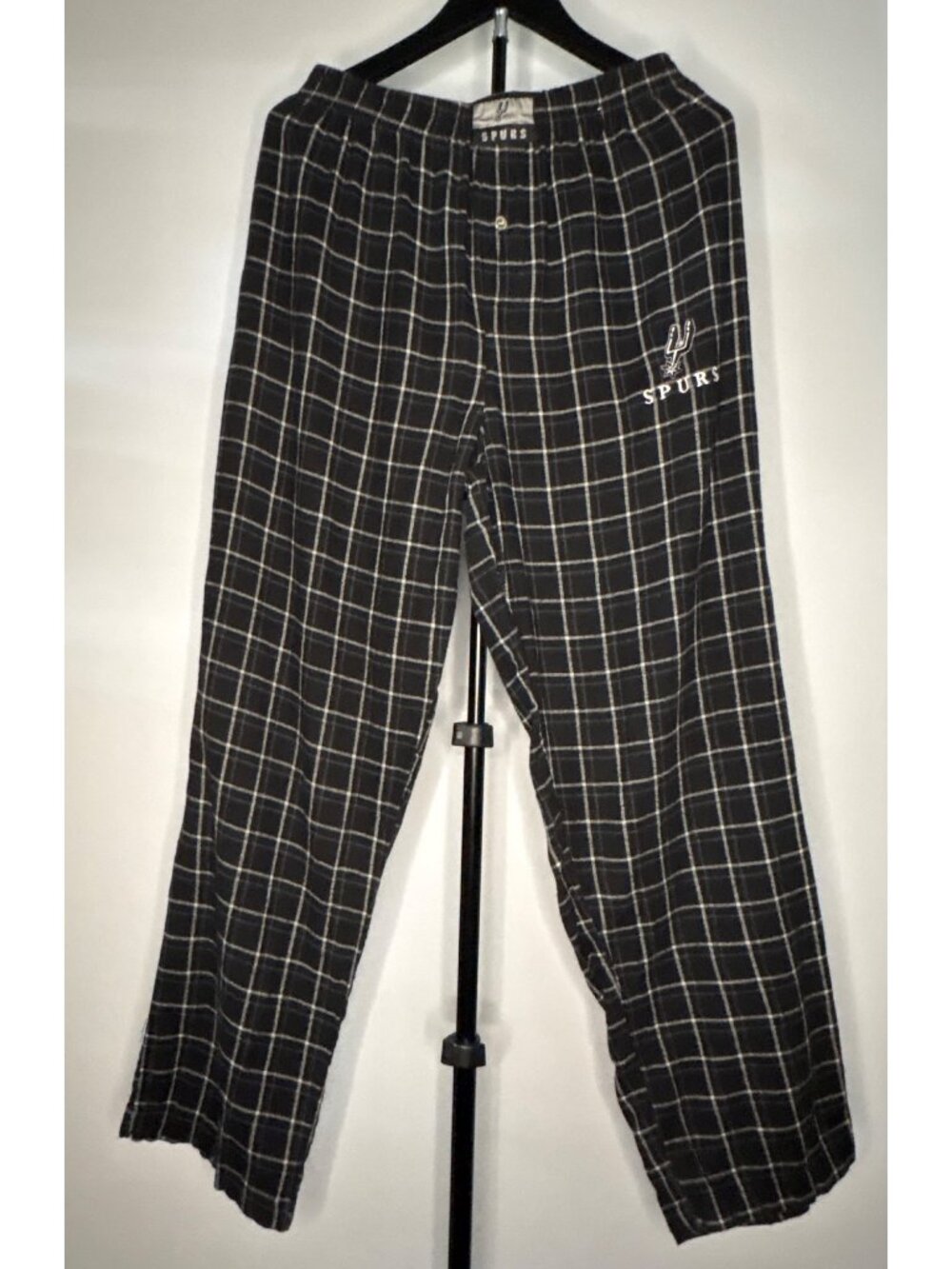 San Antonio Spurs Black & White Plaid Lounge Pajama Pants Men's L NBA Sleepwear